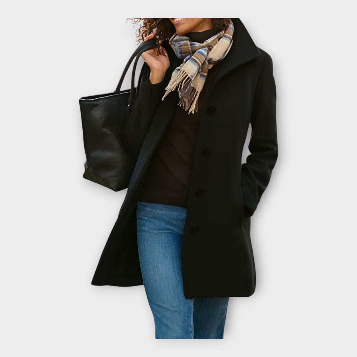 Tinna | Elegantne villane mantel nööpidega