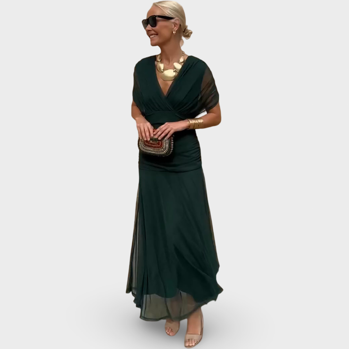 Louise | Elegantne Maxi Pidu Kleidiga V-kaelusega