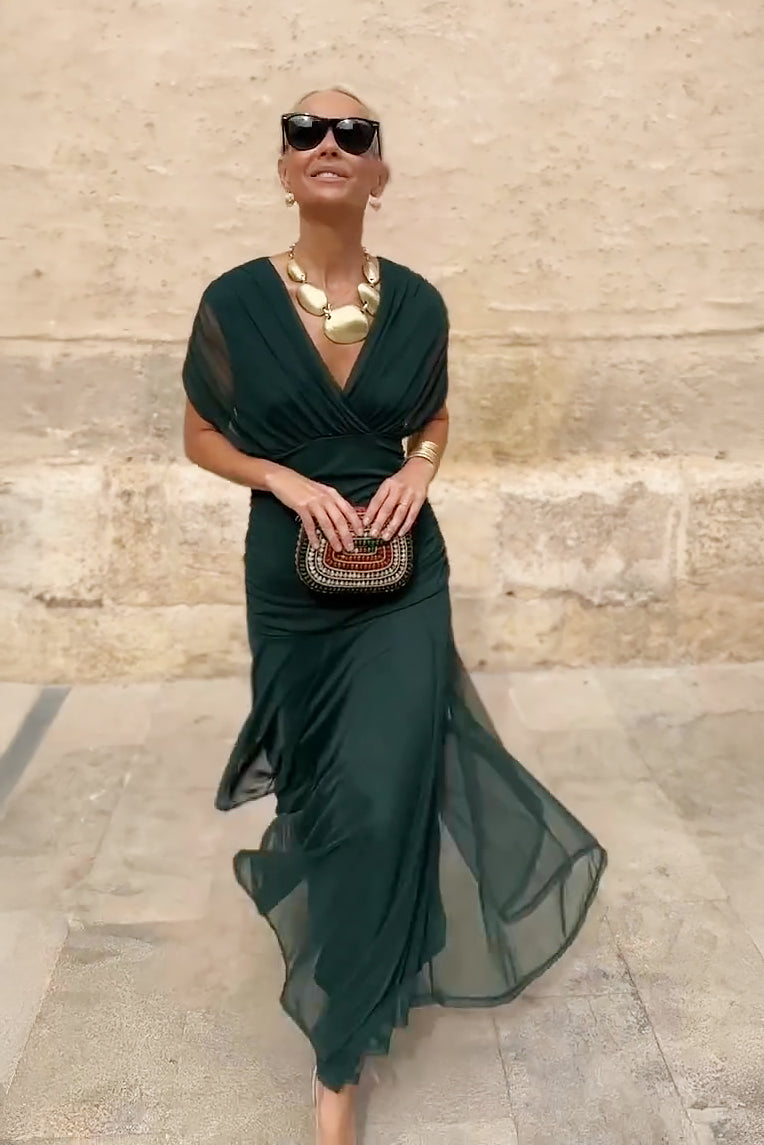 Louise | Elegantne Maxi Pidu Kleidiga V-kaelusega