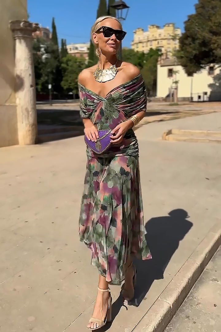 Louise | Elegantne Maxi Pidu Kleidiga V-kaelusega