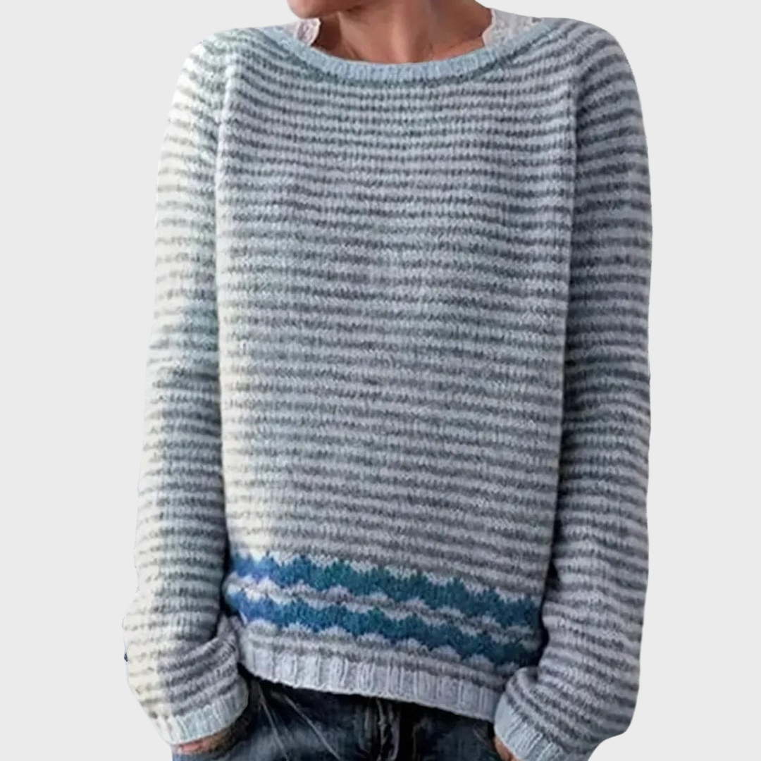 Liis | Kootud kõrge kaelusega särk triibulise mustriga