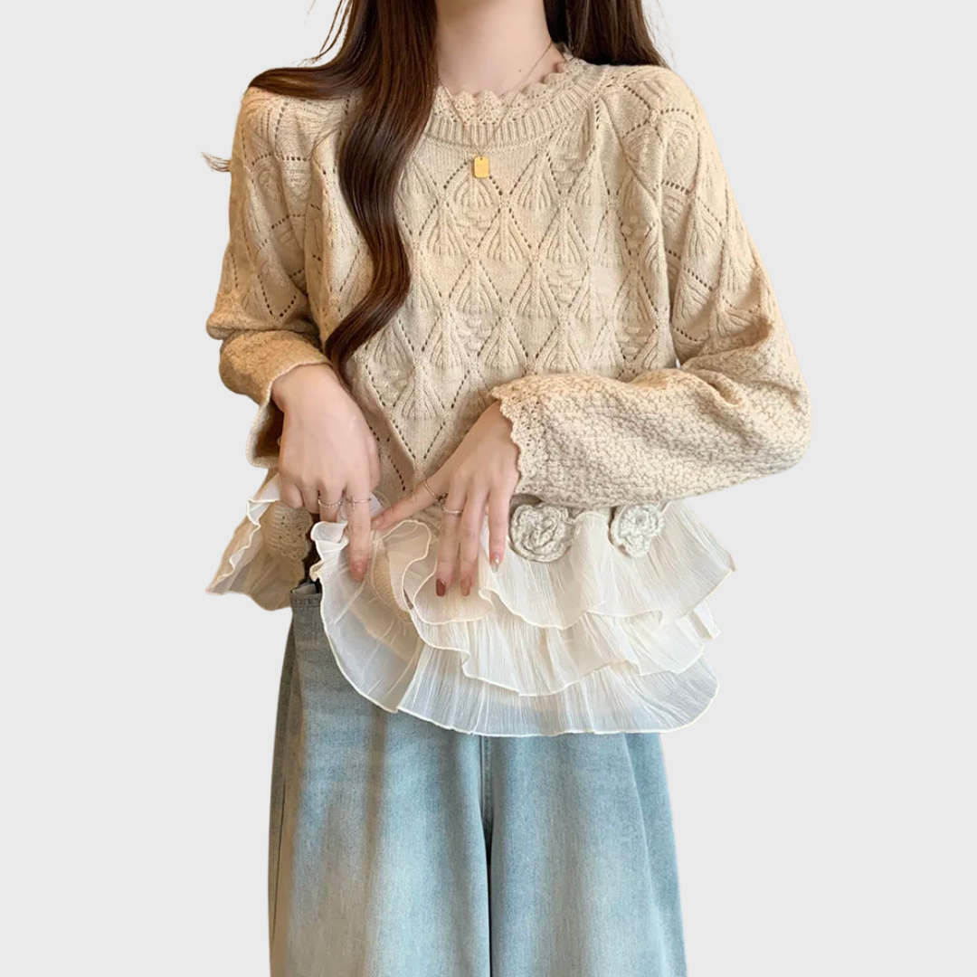 Elina | Elegantne pitsdetailidega kampsun