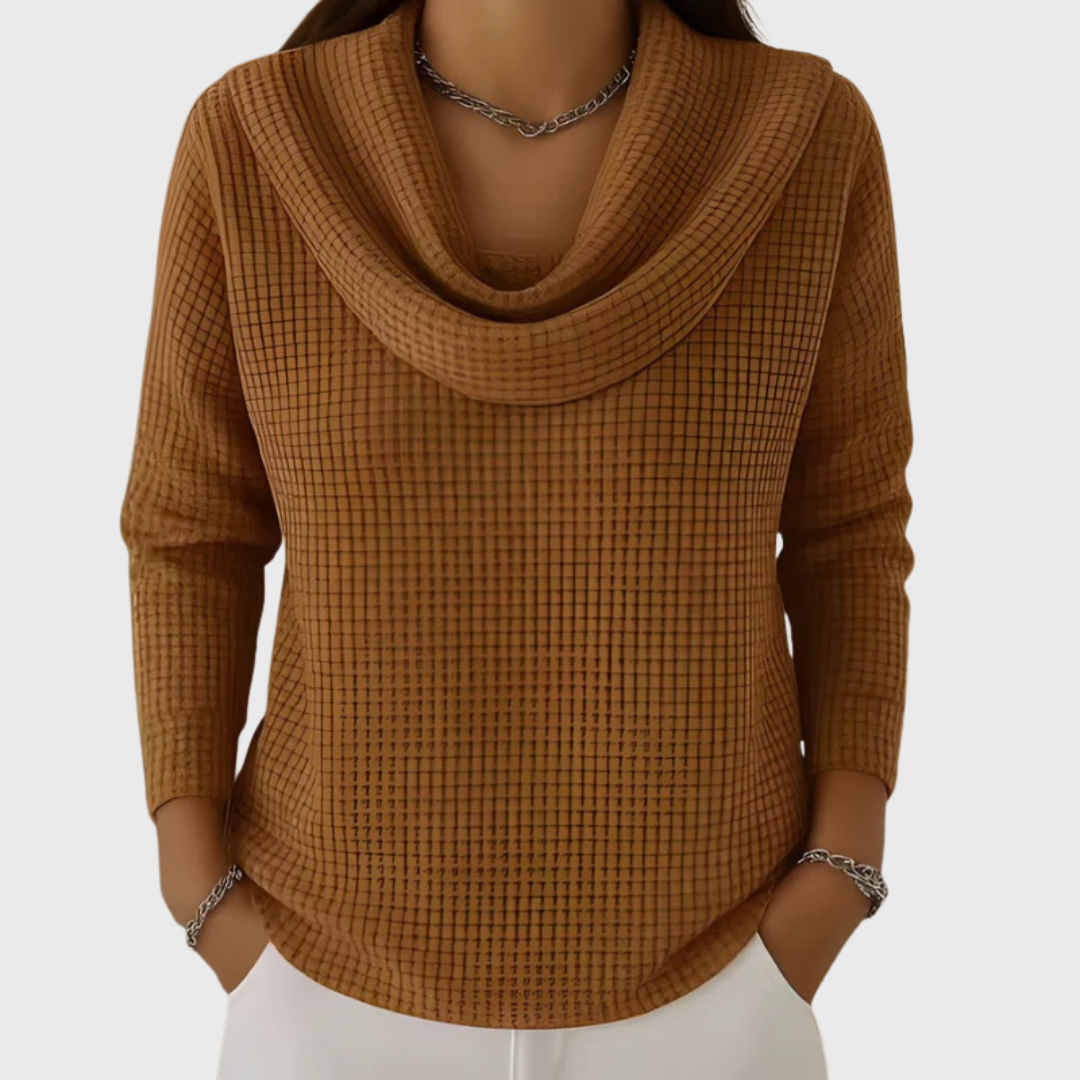 Liis | soe vaflikoeline džemper elegantse vesikaelusega