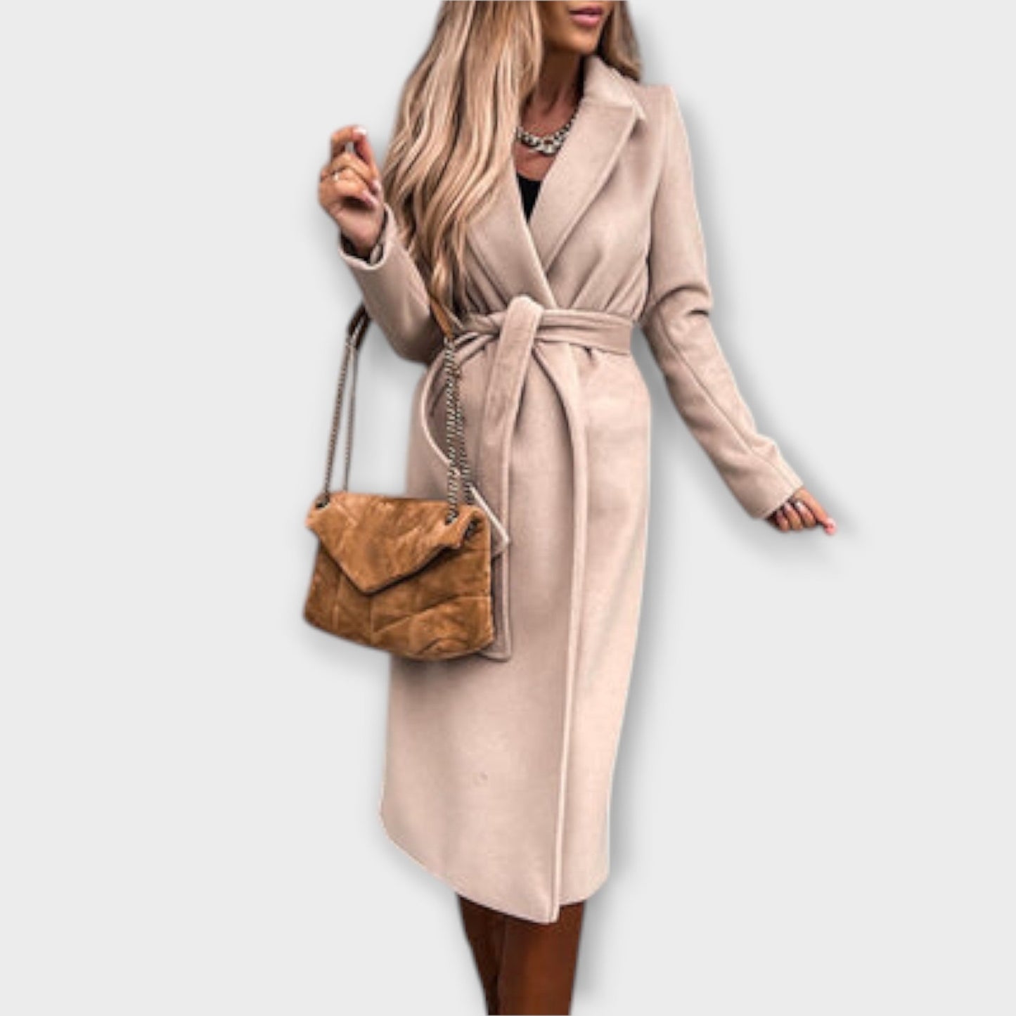 Eliza | Elegantne pikk mantel vööga