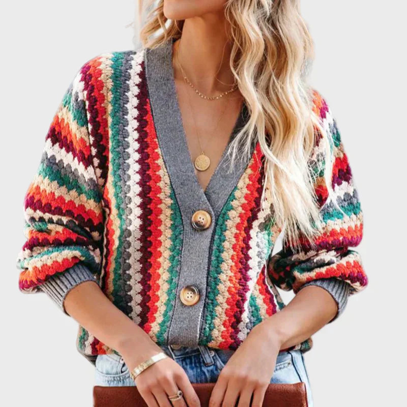 Kaisa | Retro kootud vest triibulise mustriga