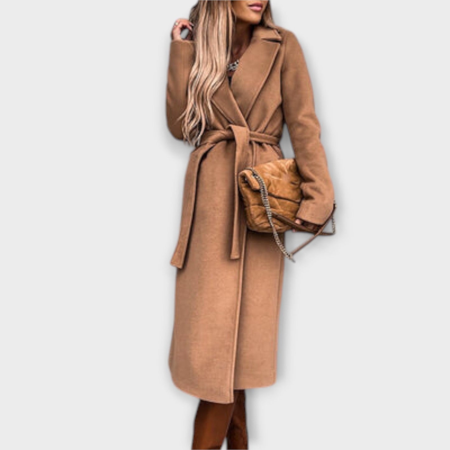Eliza | Elegantne pikk mantel vööga