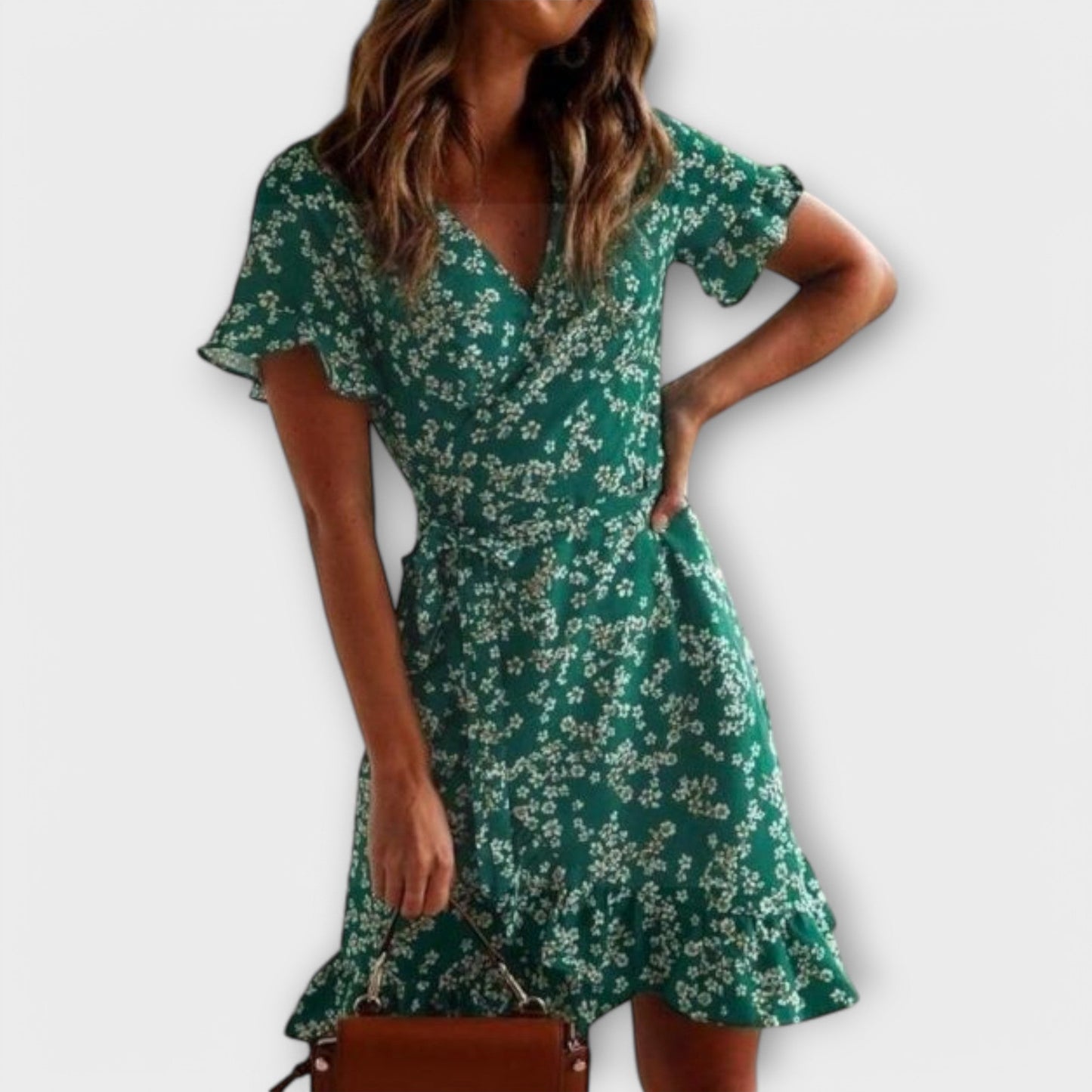 Dalila | Lühike boho-kleit rohelises